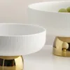 Plates Ceramic Plate Tall Feet Fruit White Round Salad Bowl Dessert Cake Pan Snack Tray Decorative
