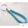 Keychains & Lanyards 30 Colors Pu Leather Braided Woven Keychain Rope Rings Fit Diy Circle Pendant Key Chains Holder Car Keyrings Who Dh6Gm