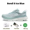 Hokah One Clifton Bondi 8 Buty do biegania Kobiety unisex płaski węgiel x2 letnia piosenka niebieska skorupa koral brzoskwiniowy potrójne białe wodorosty