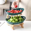 Plastic snoepschotel creatief moderne woonkamer huis drie lagen fruitplaten snackgerecht gedroogde fruitmand wit groen