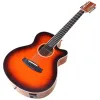 Cables High Gloss Electric Acoustic Guitar 12 String Sunburst Color 41 Inch Folk Guitar Spruce Wood Cutaway Design with Eq