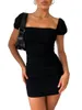 Повседневные платья женская рубашка с коротким рукавом платья Bodycon Sexy Sexy Sexy Pencil Low Cut Slim Mini Party Streetwear