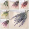 Decorative Flowers 37cm Artificial Flower Flocking Plastic Lavender Bunch Fake Plant Wedding Decoration Bouquet Indoor Outdoor Home Kitchen