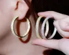 Sydamerikansk 18k Gold Big Hoop 42mm AAA Cubic Zirconia Designer örhängen Kopparsmycken White CZ Silver Circle Earring Jewelry V7188473