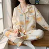 Vêtements de nuit pour femmes hiver épais chauds chauds pyjamas ensemble clip à air combinaison de coton à manches longues