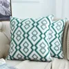 Yastık ev dekorasyon işlemeli kapak gri mavi / beyaz geometrik çiçek tuval pamuklu kare yastık kılıfı 45x45cm