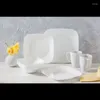 Plates Corelle Square Pure White 16-Piece Dinnerware Set Dinner And Dishes Plate Ceramic