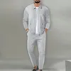 Lapel Slim Fitting Male coat Waffle zipper pocket Long Sleeved Sportswear man Cardigan jacket set Pants elegant Mens clothing 240410