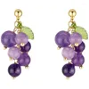 Dangle Earrings Handmade Purple Crystal Grape For Women Girl Small Sweet Fruit Gold Fashion Jewelry Accessories