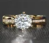 Transgems 2 Carat Lab Grown Moissanite Diamond Solitaire Wedding Ring Moissanite Accents Solid 14k Yellow Gold Band For Women Y1908350182