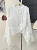 Blouses pour femmes vintage blusas mujer de moda 2024 chinois nœud bouton de conception sens des vols de vêtements de vêtements irréguliers