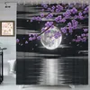 Shower Curtains Full Moon Curtain Flower Cherry Blossom Ocean Planet Star Sky Dreamy Night Scene Decor Fabric Bathroom Set Hooks