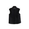 Chemises de chemises pour femmes 2023 chemises noires volants translucides femme sans manches