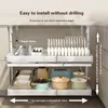 Almacenamiento de cocina 2024 estante de bandeja para tazón para el hogar con cajas de deslizamiento y tracción de capas ajustables de cajones incorporados
