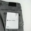 Jeans marca viola di alta qualità jeans high street hip-hop in stile ad alta sensazione di etichetta lavata riparazione tinta bassa sollevare pantaloni in denim magri