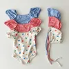 One-Pieces Korean Version Of Girl Baby Bubble Sleeve Printed One Piece Swimsuit Instagram Newborn Quick Drying Waterproof Swimsuit With Hat