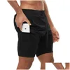 Herren Shorts Herren Tarnung Tarnungslauf 2-in-1 Doppelschicht Schnell trockener Fitnessstudio Sport Fitness Jogging Training Drop Lieferbekleidung Kleidung Dhocr