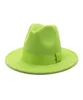 LIME GRÜNEN FOLIGEN CORN WOLL WOLL FEEL JAZZ FEDORA HATTE MIT RANGBONE VON MEN MEN MEN WEITE BRIM PANAMA PARTION TRILBY WOCHTE HAT8399235