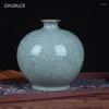 Vases Jingdezhen Antique Official Kiln Ice Cracked Pomegranate Bottle Chinese Home Decoration Blue Glazed Open Piece Ceramic Vase