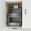 Kitchen Storage Hanging Cabinet Lifting And Pulling Basket Bowl Dish Stainless Steel Pull-down Wall Vertical Up Down Elevator