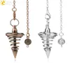 Csja metalen slinger pendulos Radiestesia Pendulums voor wichelroeibare Divination Spiraal Kegel Antiek Goudzilverkleur Pyramid Pendule HE1179222