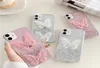 3d Caixa de borboleta de bordado de glitter fofo para iPhone 12 11 Promax 12Pro 12Mini X XS XR 6 7 8 Plus SE 20 Bling Soft Teleping Cover1658230