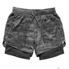 Herren Shorts Herren Tarnung Tarnungslauf 2-in-1 Doppelschicht Schnell trockener Fitnessstudio Sport Fitness Jogging Training Drop Lieferbekleidung Kleidung Dhocr