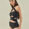 Kvinnors badkläder baddräkt kvinnor 2024 bikini utflykt strandkläder hög midja sexig koreansk mager för strandsemester polyester spandex fast