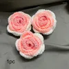 Dekorativa blommor 1pc virkad blommahuvudshand stickad färdig solros rose för DIY hårnålväska hattar plagg hantverk dekor falskt