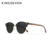 Lunettes de soleil Kingseven Handmade High Quality Black Noyer Wood Men Femmes Polarized Mirror Sun Verres Male UV400 ONCES OCULOS