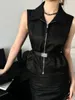 Frauenwesten lose und lässige Weste modische minimalistische Nylonjacke mit einem zweiteiligen Set von Reverskragen