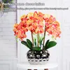 Decorative Flowers Artificial Orchid Bonsai Phalaenopsis Faux Plants Home Wedding Blue