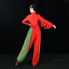 Bühnenbekleidung Yangko Folk Tanzkostüm langhändiges Hosen Outfit traditionelle chinesische ethnische Kleidung mittleren Alters älterer Menschen quadratischer Tanzkleidung