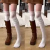 Frauen Leggings Frauen Spitzenstrümpfe über dem Knie mit Stiefeln Winter Pure Style White Internet Promi verdickte Baumwollkante Oberschenkel