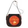 Axelväskor konst soltryck mode kvinnor crossbody väska lyxhandväskor blixtlås