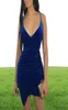 Party Dress Women Sexig Velvet BodyCon Nightdress Backless Vneck Midi Charm Oregelbularitet Hem Royal Blue Elegant Ladies Vestidos6736691