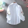 Etnische kleding vintage borduurhemd voor vrouwen ontspannen verse kraag veelzijdige tops traditionele Chinese zomer 2024