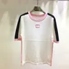Diseñador de camisetas para mujeres Dalang 24 Fashion Summer NUEVO Color Contrast Carta Jacquard Cuello redondeado Camiseta de manga corta Camiseta Z8PJ