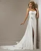 Abito da sposa in chiffon Vestitido de noiva tesoro una linea perline abito da sposa split con treno con piega più size8650986