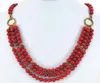 3 Strands Red Coral Round Beads Gold Toggle Necklace 19quot 4314087