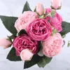 Fiori decorativi 5 grande testa e 4 gemme falsi per la casa di nozze decorazione interno 30 cm Persia peonia seta rosa bouquet inson