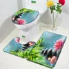 Bath Mats Zen Mat Set Green Bamboo Black Stone Pink Lotus Candle Spa Garden Scenery Home Bathroom Decor Non-Slip Rug Toilet Lid Cover