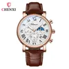 Wallwatches Chenxi 973 Reloj de negocios multifunción Moner Fase impermeable Roma Reloj de cuero de cuero de diale de marco de pulsera de pulsera