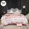 Bettwäsche -Sets Home Textile 6 Farben Set gewaschene Satin -Quilt -Abdeckung Luxusbett Leinen Kingsize -Blätter 4pcs Kleidung