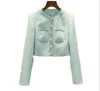 Zelfportret Little Fresh Mint Green Woven Tweed 24 Early Spring New Little Geur Cardigan Short Jacket+geplooide rok voor vrouwen