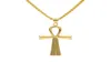 Nieuwe roestvrij staal Ankh ketting Egyptische sieraden Hip Hop hanger Iced Gold Key to Life Egypt Necklace 24 "Chain4329372