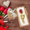 Party Favor Gifts for Girl Friend Valentines Gift Mini Crystal Artificial Flower Rose With Metal Branch Wedding Favors