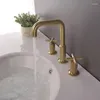 Waschbecken Wasserhähne Yiyu Drei-teiliger Badewanne Wasserhahn separates Beckendraht zeichnen goldene schwarze Kälte und Wasser