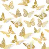 3D papillon autocollants muraux décor papillons pour décoration de mariage anniversaire billard décoratif gâteau décoratif décoratif amovible amautant (or)