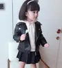 재킷 고품질 아기 소녀 코트 아이 긴 소매 PU 가죽 자켓 어린이 옷 소년 패션 캐주얼 코트 봄 가을
